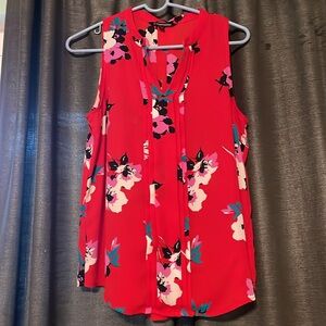 41 Hawthorn Red Breyson Pleat Detail Split Neck Blouse